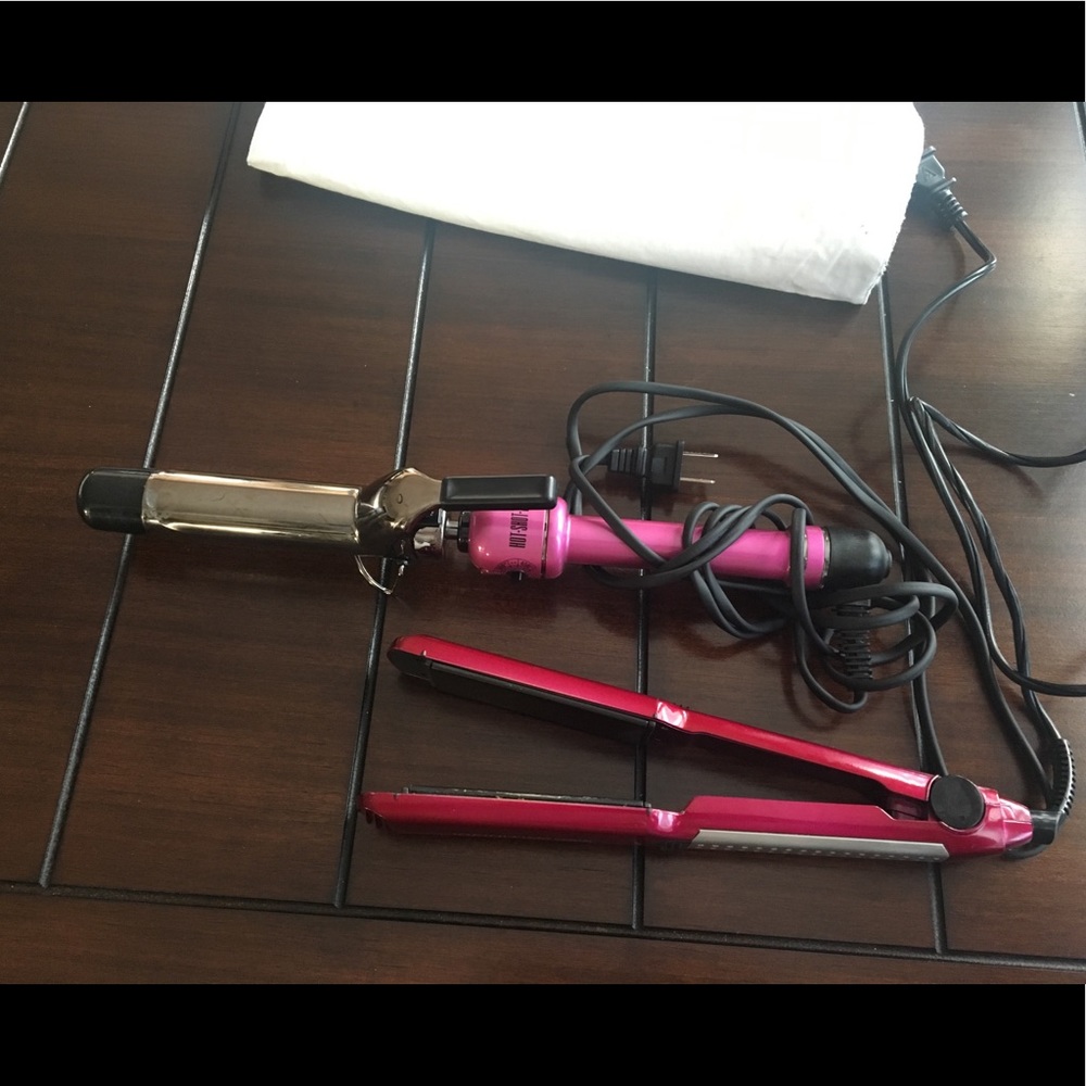 Hot shots curling iron and conair flatiron